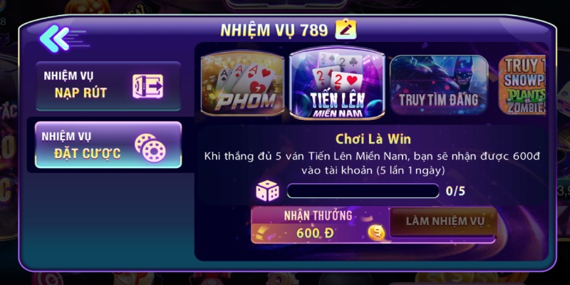 Tri ân vàng 789Club tại các trò chơi Tiến Lên Miền Nam