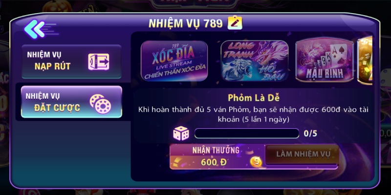 Giới thiệu nhiệm vụ ưu đãi 789Club