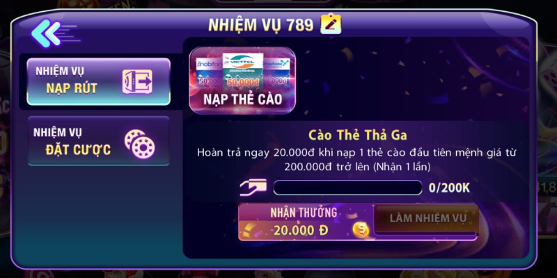 Khuyến mãi 789Club nạp thưởng nhanh gọn