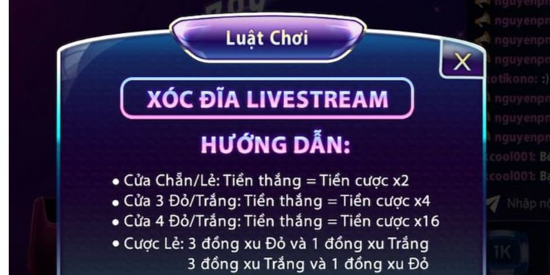 Quy định chi tiết luật chơi Xóc đĩa Live Stream 789Club